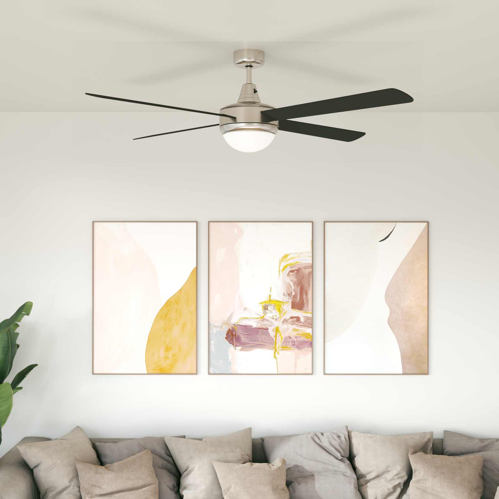 Ventoinha de teto com luz e controle remoto ø 130 cm preto