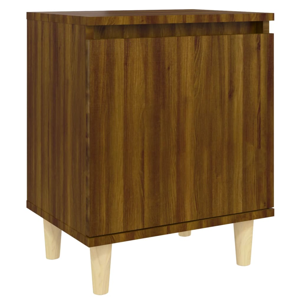 Mesa cabeceira pernas de madeira 40x30x50 cm carvalho castanho