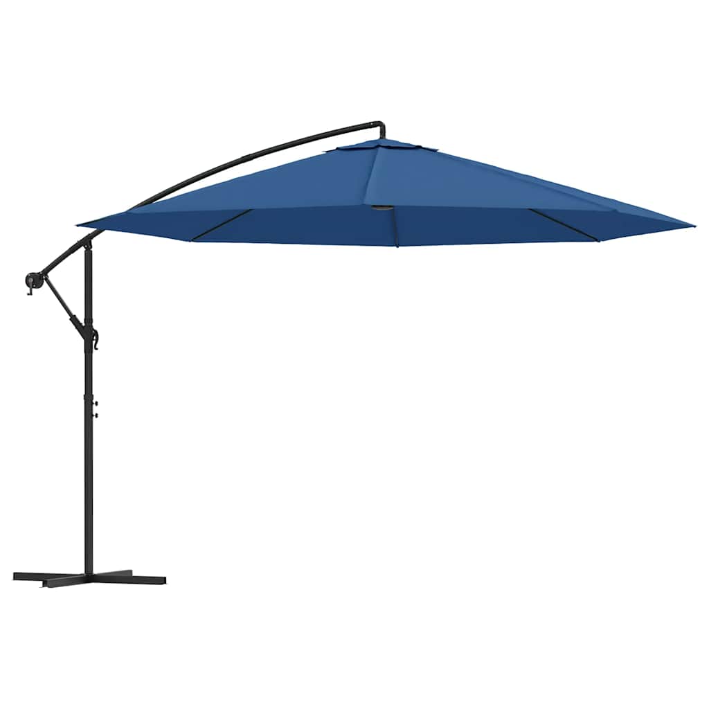 Guarda-sol de jardim cantilever c/ poste alumínio 350 cm azul