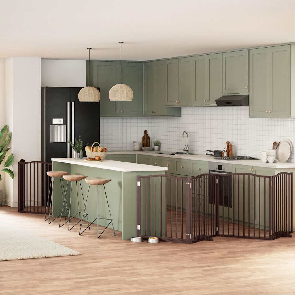Portão cães c/ porta dobrável 8 painéis 640 cm álamo castanho