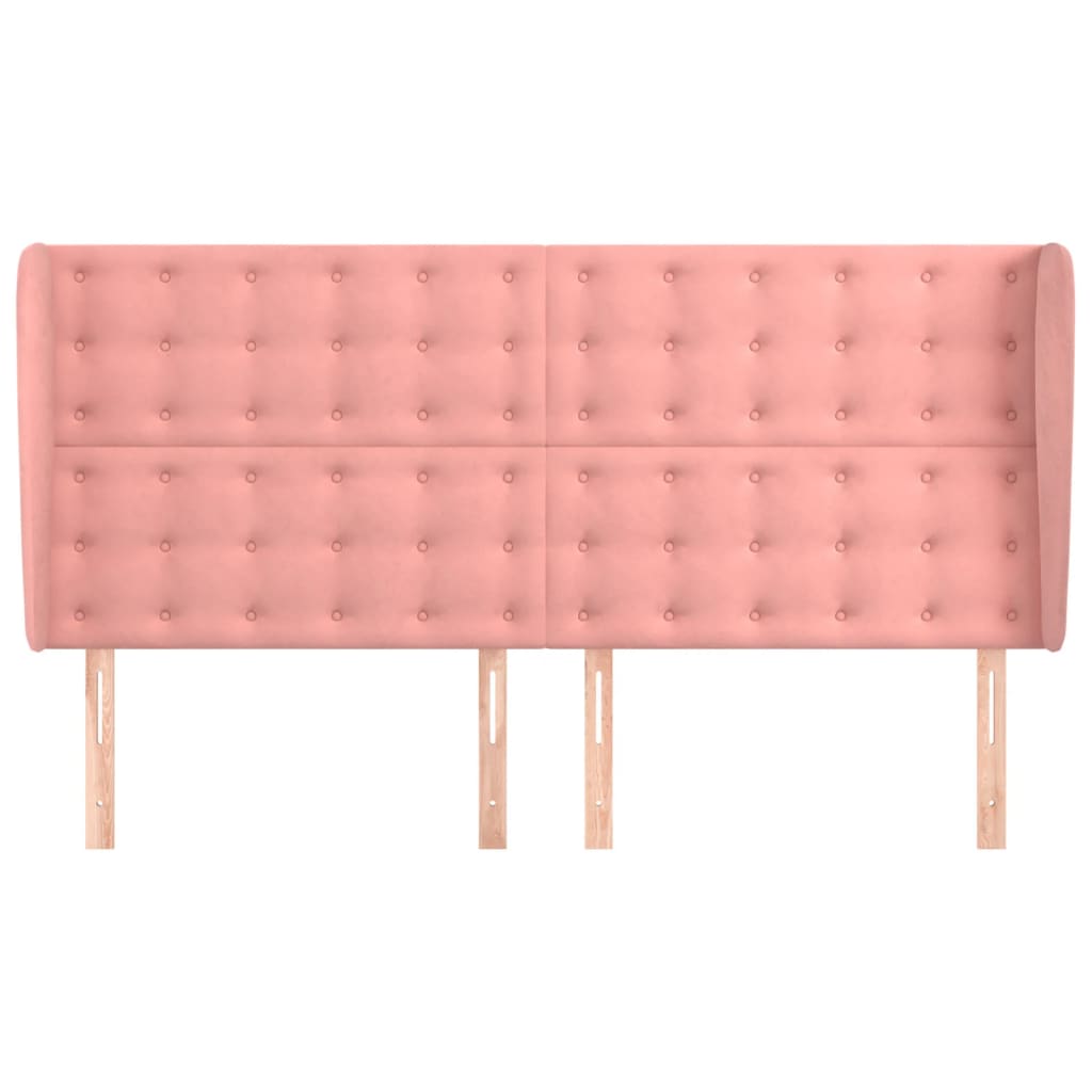 Cabeceira cama c/ abas veludo 163x23x118/128 cm rosa