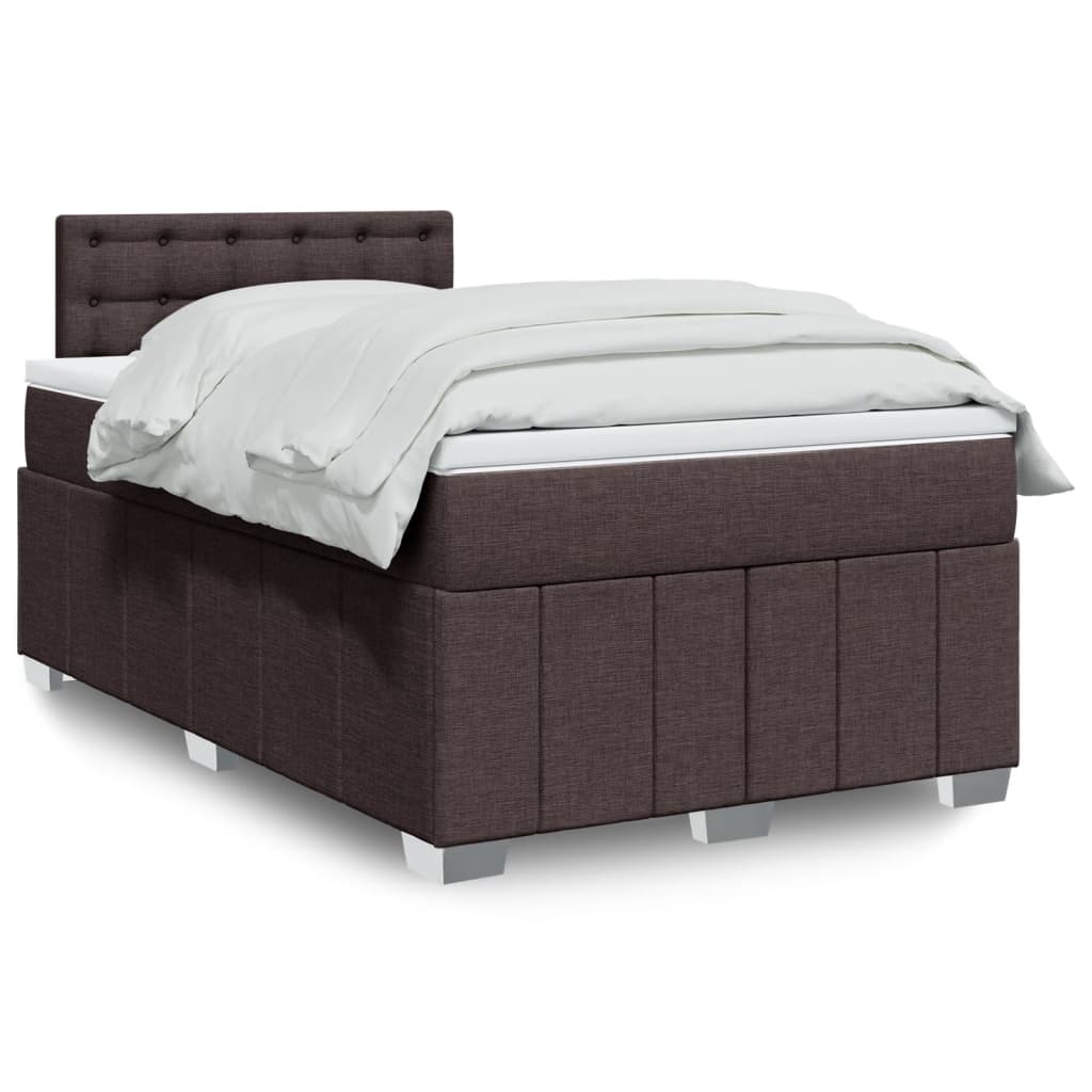Cama boxspring com colchão 120x190 cm tecido castanho-escuro