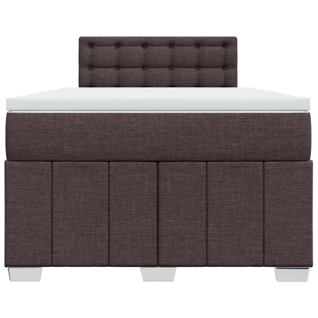 Cama boxspring com colchão 120x190 cm tecido castanho-escuro