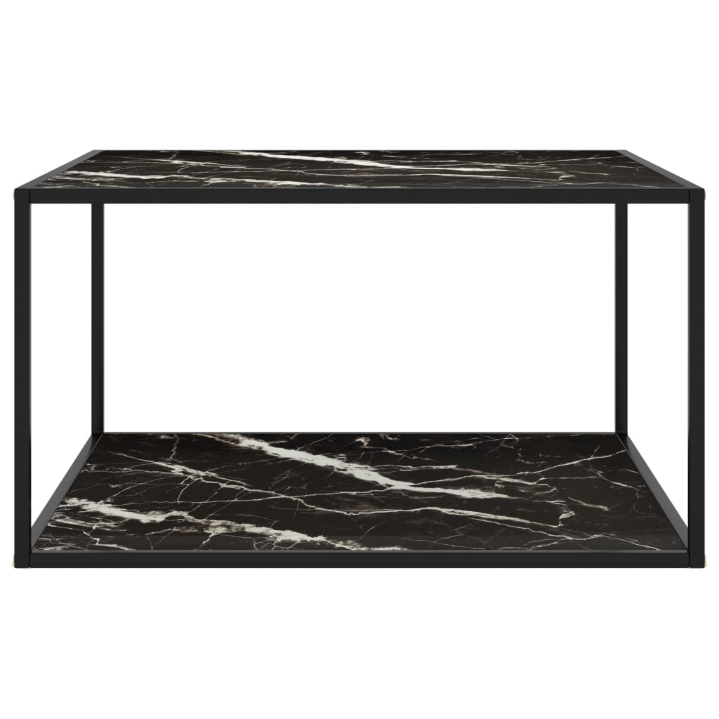 Mesa de centro 90x90x50 cm preto com vidro marmorizado preto