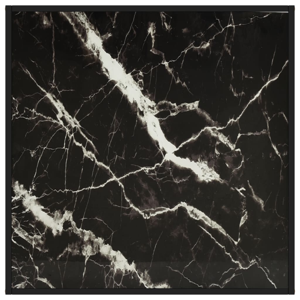 Mesa de centro 90x90x50 cm preto com vidro marmorizado preto