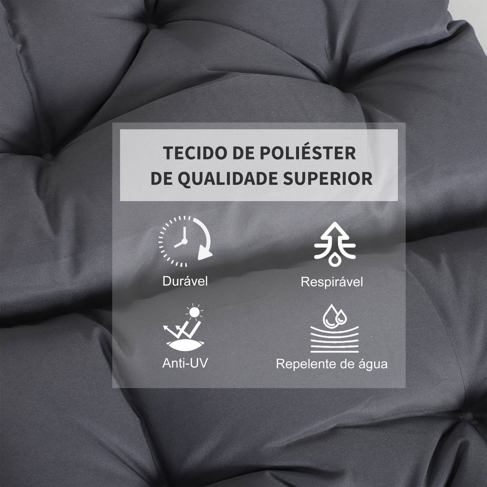 Conjunto de 2 almofadas de cadeira 50x98x8 cm almofadas de cadeira de exterior para jardim terraço varanda cinza escuro