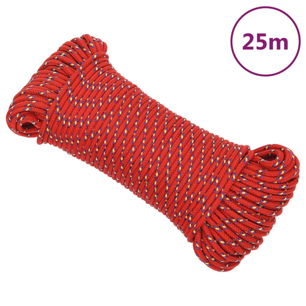 Corda de barco 5 mm 25 m polipropileno vermelho