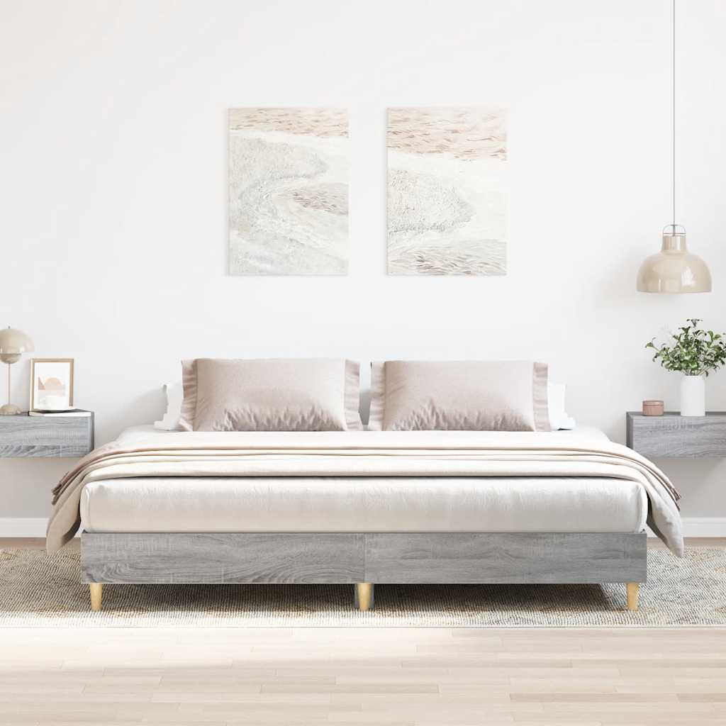 Estrutura de cama sem colchão 200x200 cm cinzento sonoma