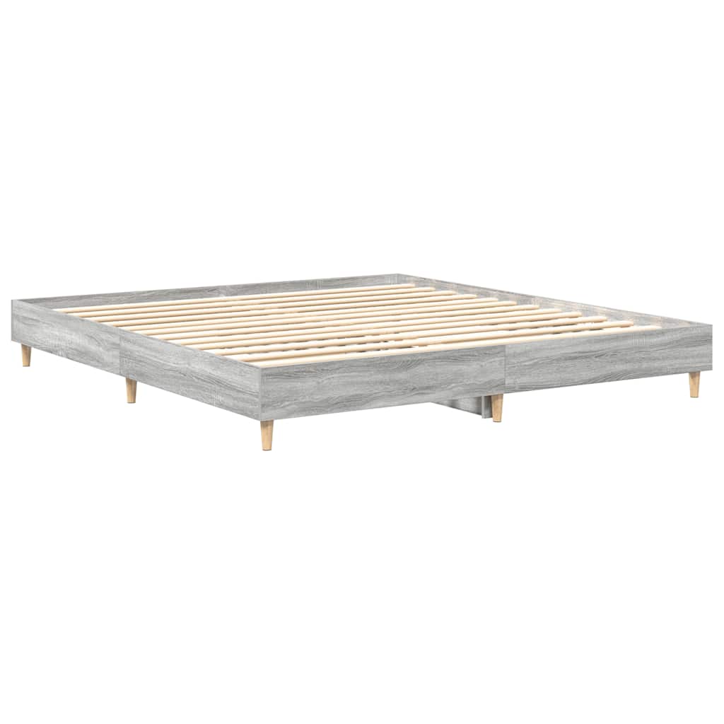 Estrutura de cama sem colchão 200x200 cm cinzento sonoma