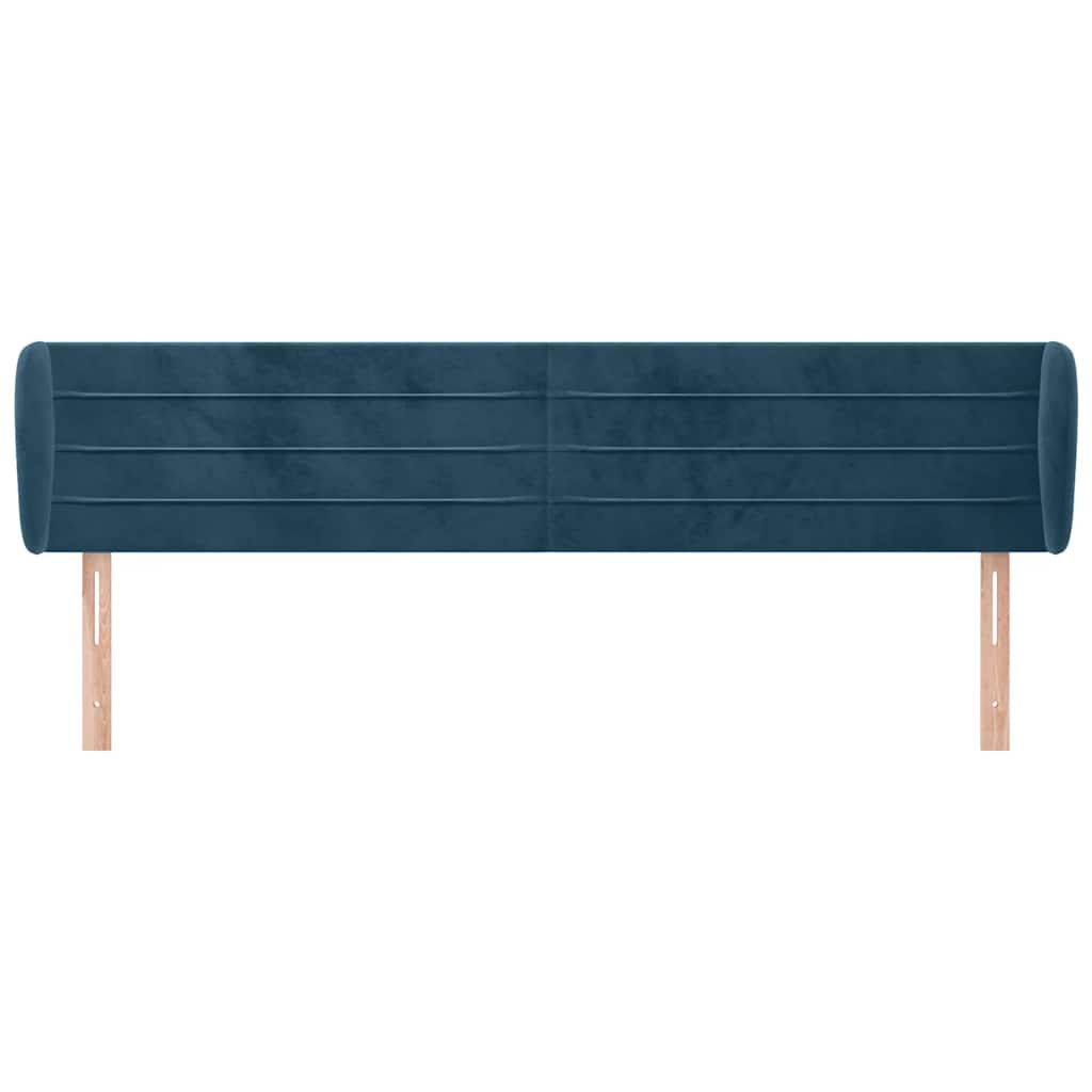 Cabeceira de cama c/ abas veludo 183x23x78/88cm azul-escuro