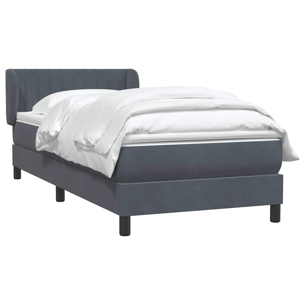 Cama com molas/colchão cinza-escuro 80x220 cm veludo