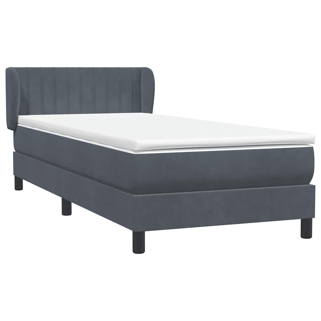 Cama com molas/colchão cinza-escuro 80x220 cm veludo