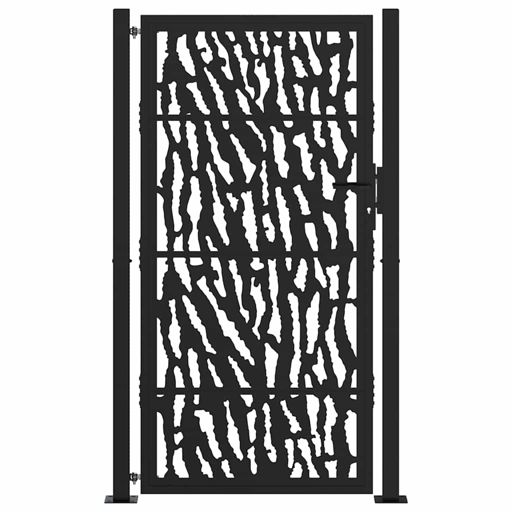 Portão de jardim preto 100x175 cm aço com design de rastros