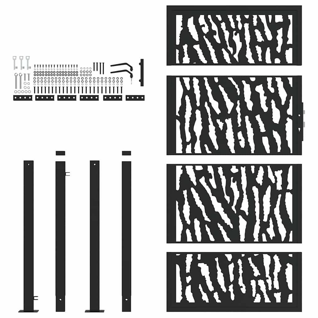 Portão de jardim preto 100x175 cm aço com design de rastros