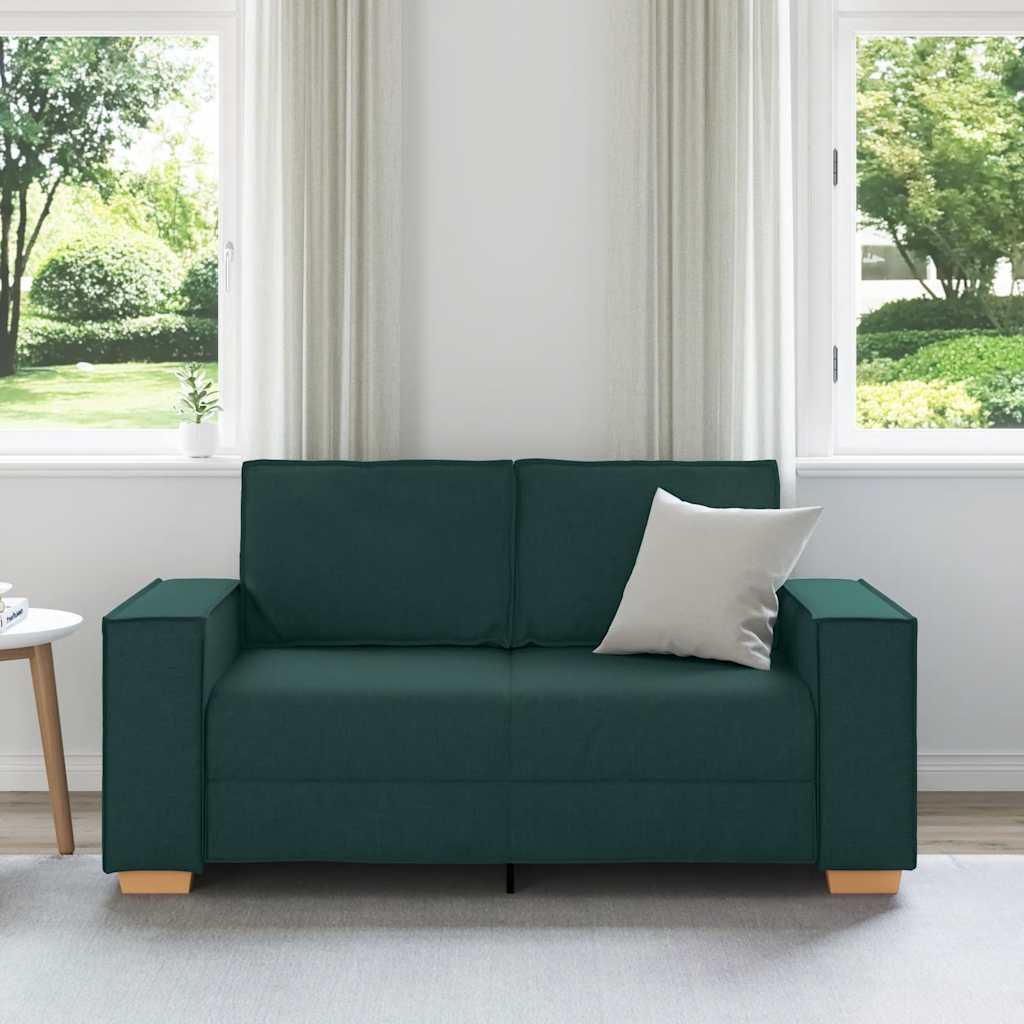 Sofá de 2 lugares verde escuro 160x78x84 cm tecido