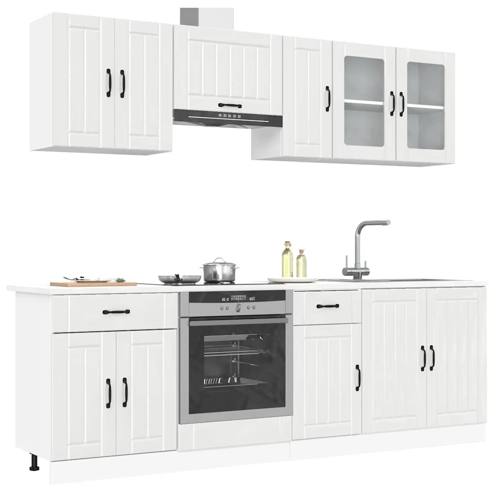 8 Peças armário de cozinha conjunto lucca branco brilhante