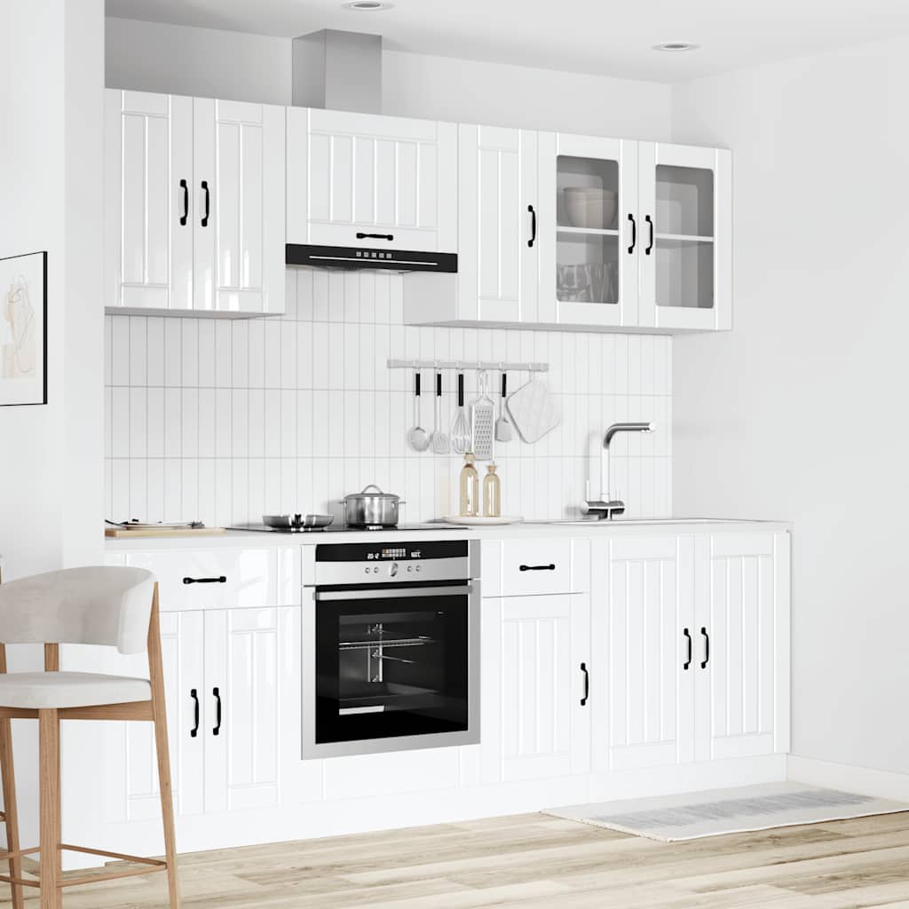 8 Peças armário de cozinha conjunto lucca branco brilhante