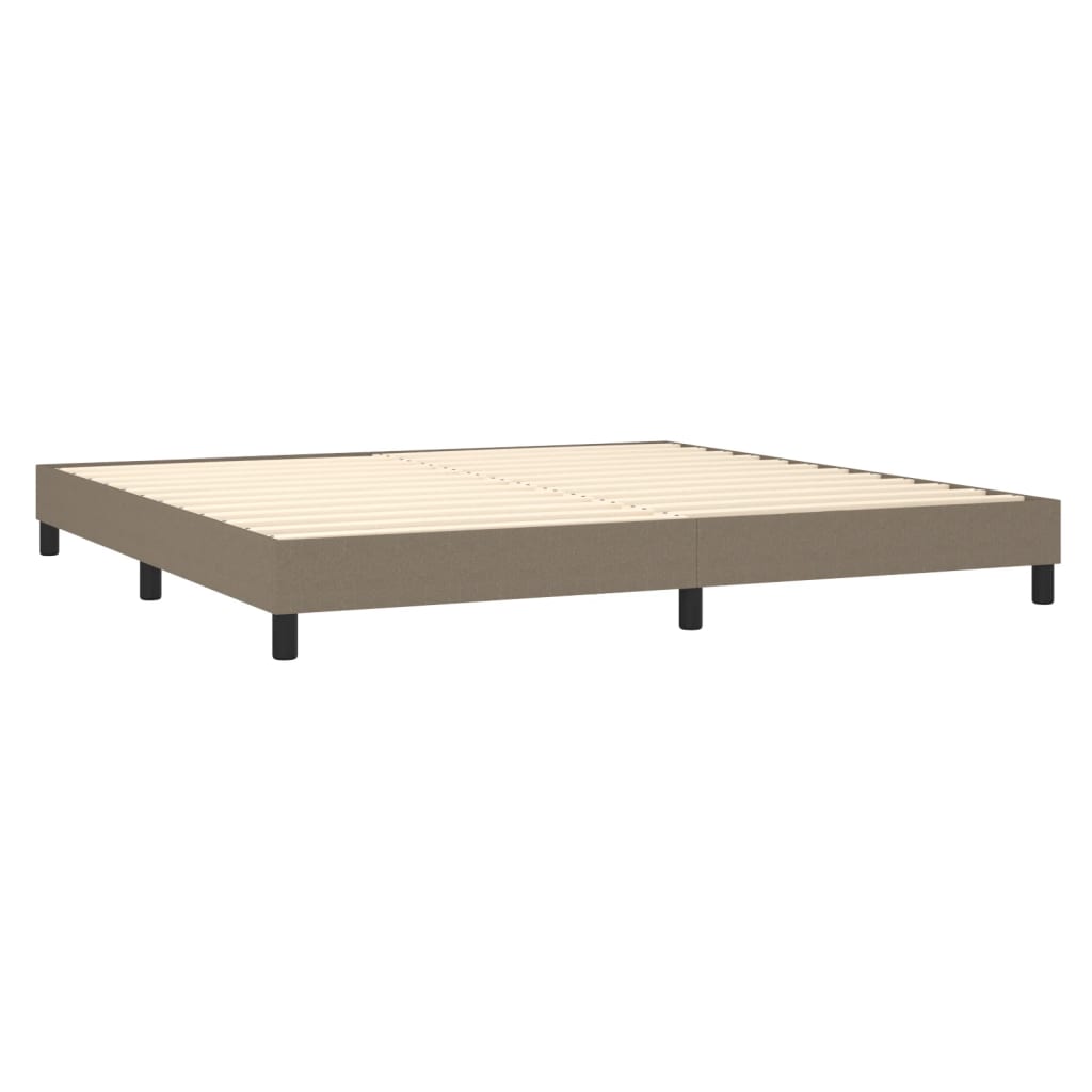 Estrutura de cama com molas 200x200 cm tecido cinzento-acastanhado