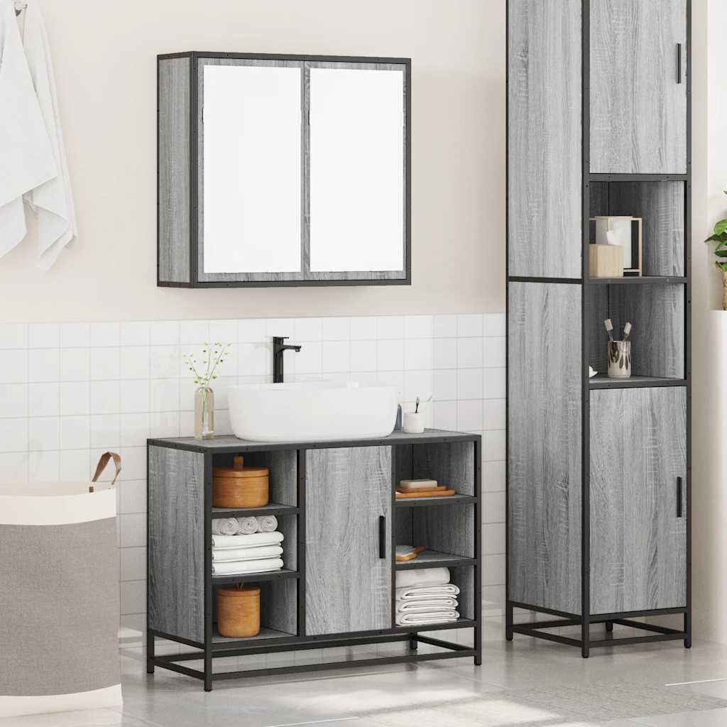 2 Pcs conjunto móveis wc derivados de madeira sonoma cinza