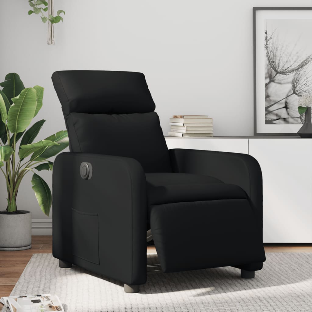 Poltrona reclinável elétrica couro artificial preto