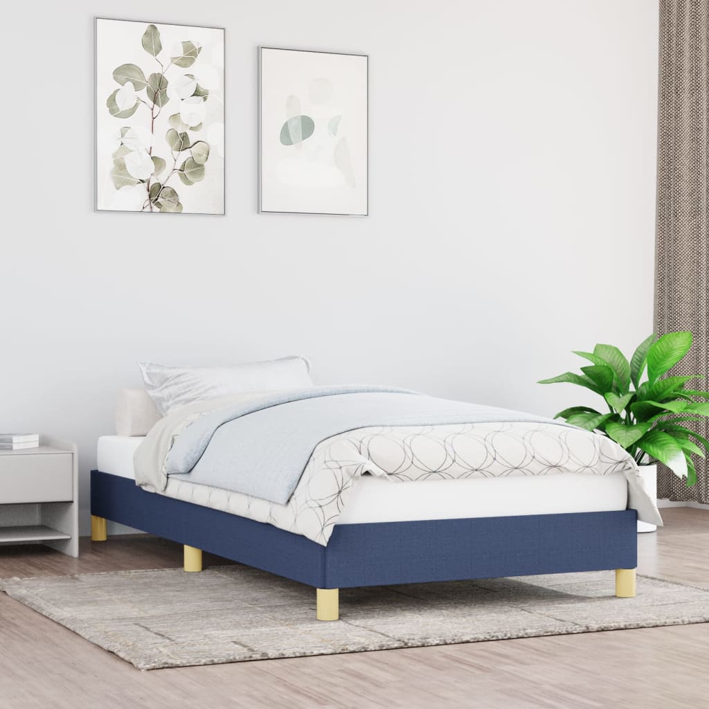 Estrutura de cama sem colchão 90x190 cm tecido azul