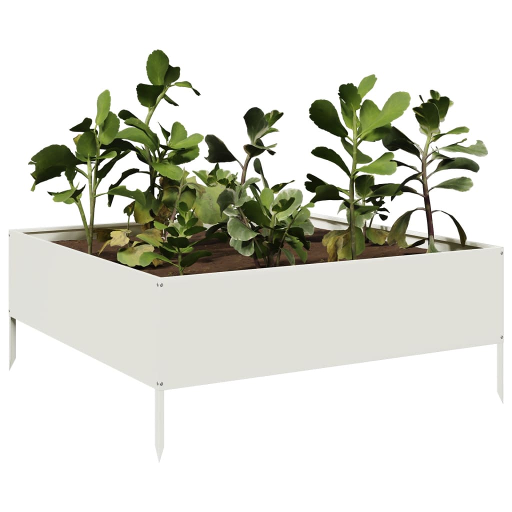 Canteiro elevado de jardim 100x100x41 cm aço branco