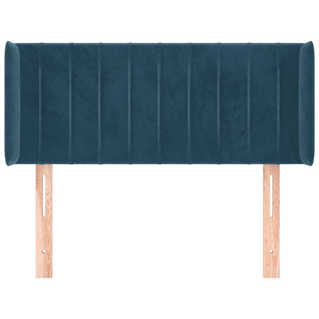 Cabeceira de cama c/ abas veludo 93x16x78/88 cm azul-escuro