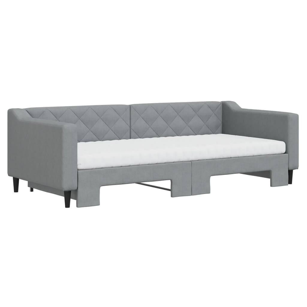 Sofá-cama c/ gavetão e colchões 90x200 cm tecido cinzento-claro