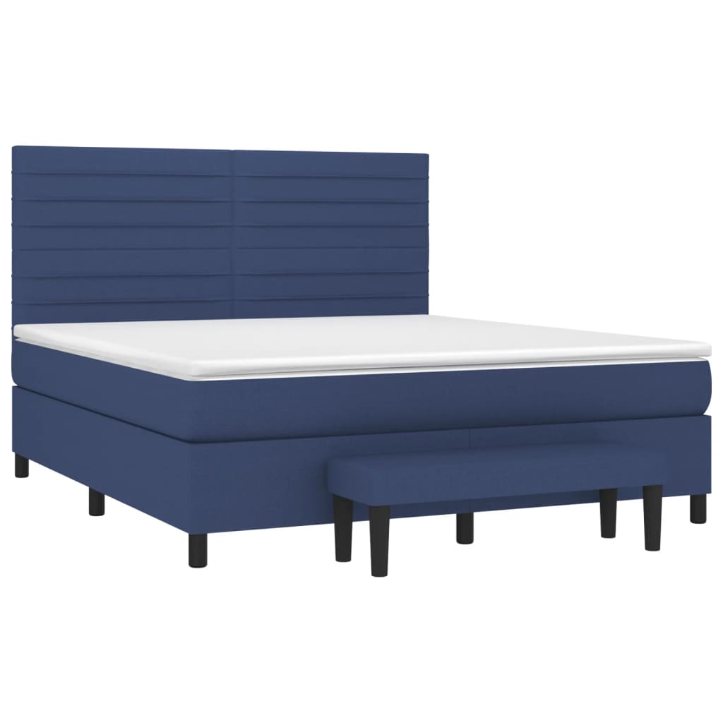Cama com molas/colchão 160x200 cm tecido azul