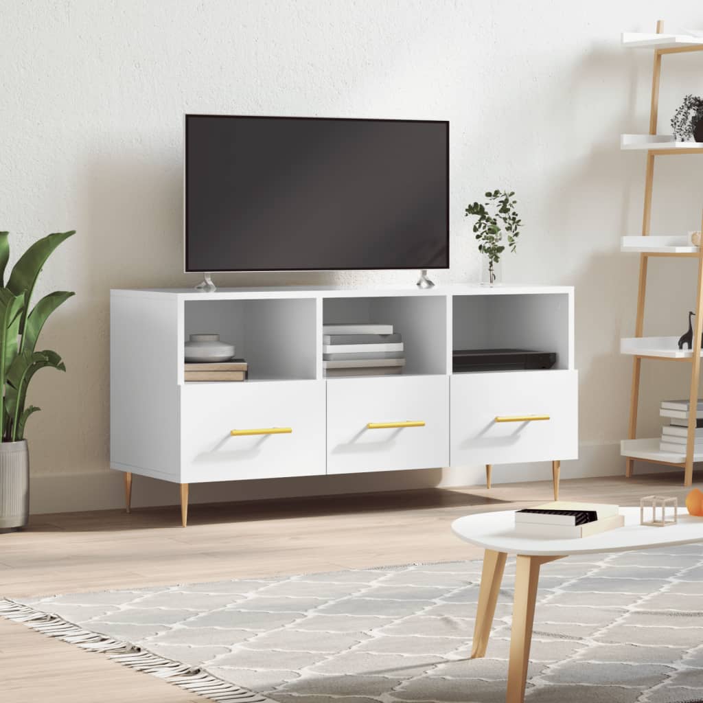 Móvel para TV 102x36x50 cm derivados madeira branco brilhante