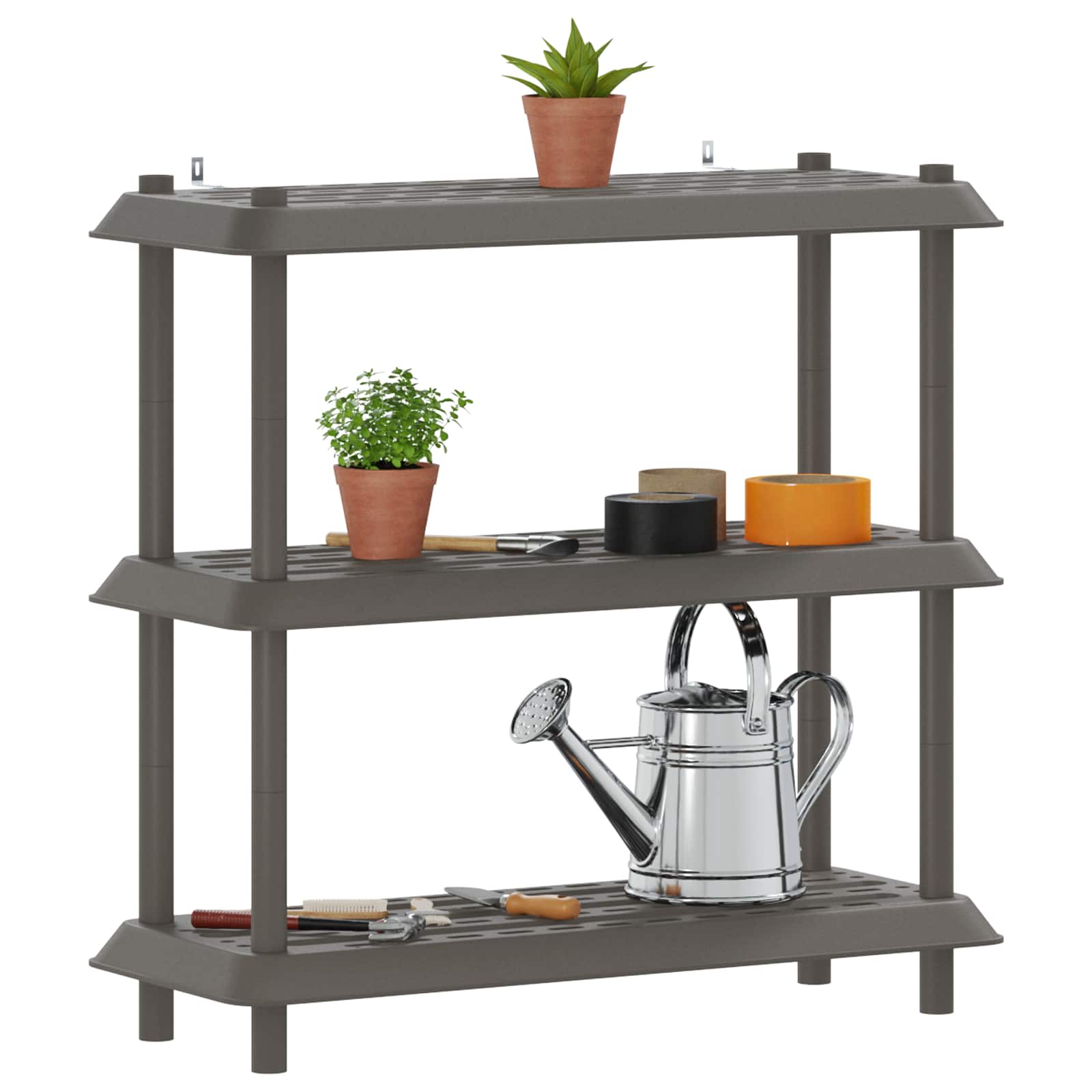 Unidade de estante 3 níveis 100 x 40 x 96 cm PP cinzento-claro