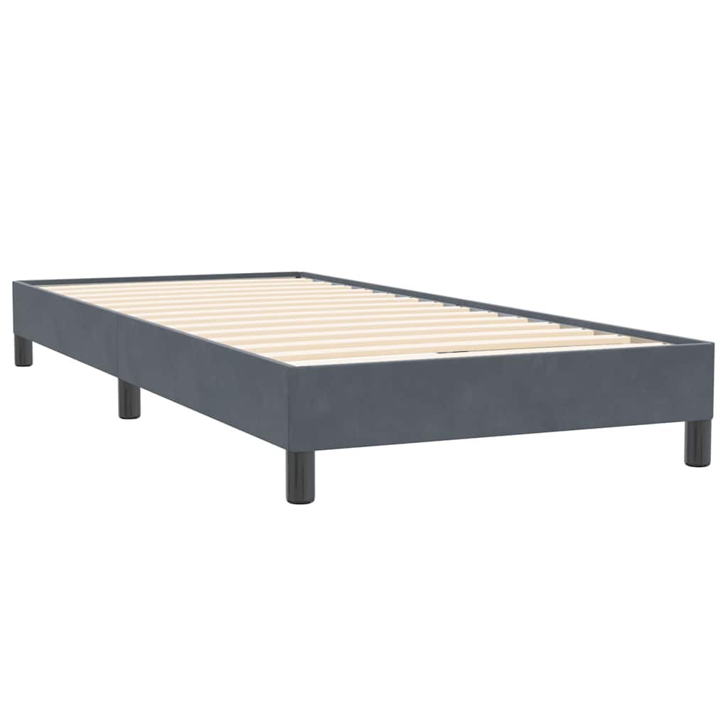 Cama com molas sem colchão 90x220 cm veludo cinzento-escuro