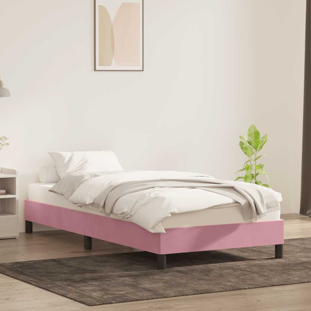 Estrutura de cama sem colchão 80x210 cm veludo rosa