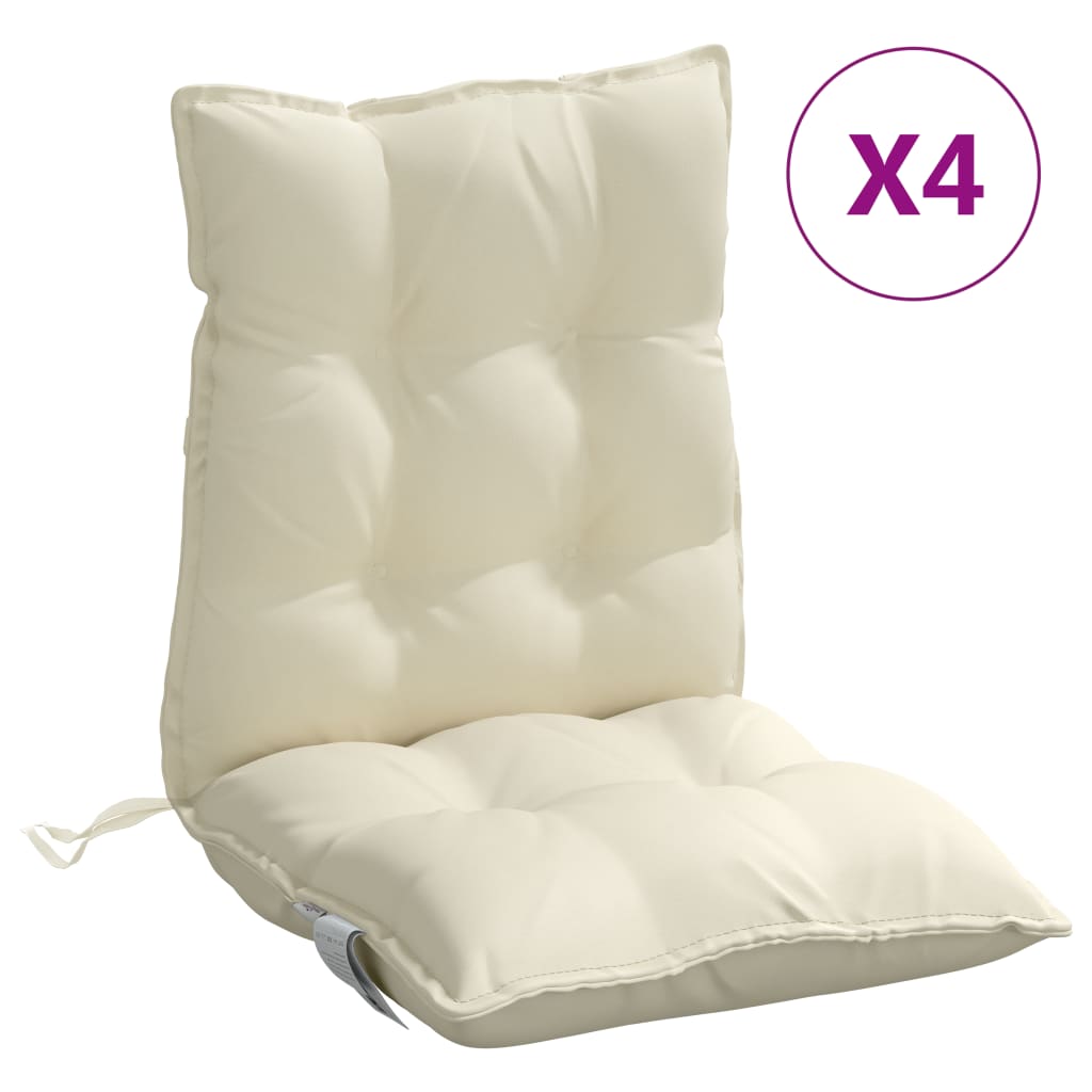 Almofadões cadeira encosto baixo 4 pcs tecido oxford creme