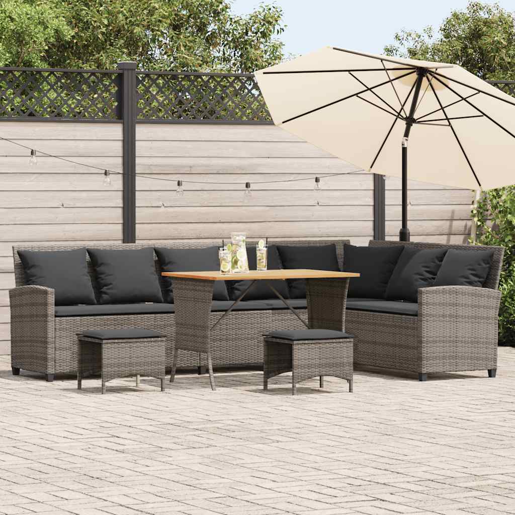 4 Pcs conjunto sofás de jardim com almofadões em l vime PE