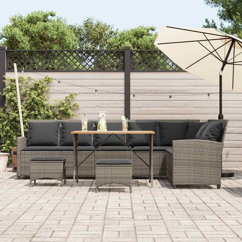 4 Pcs conjunto sofás de jardim com almofadões em l vime PE