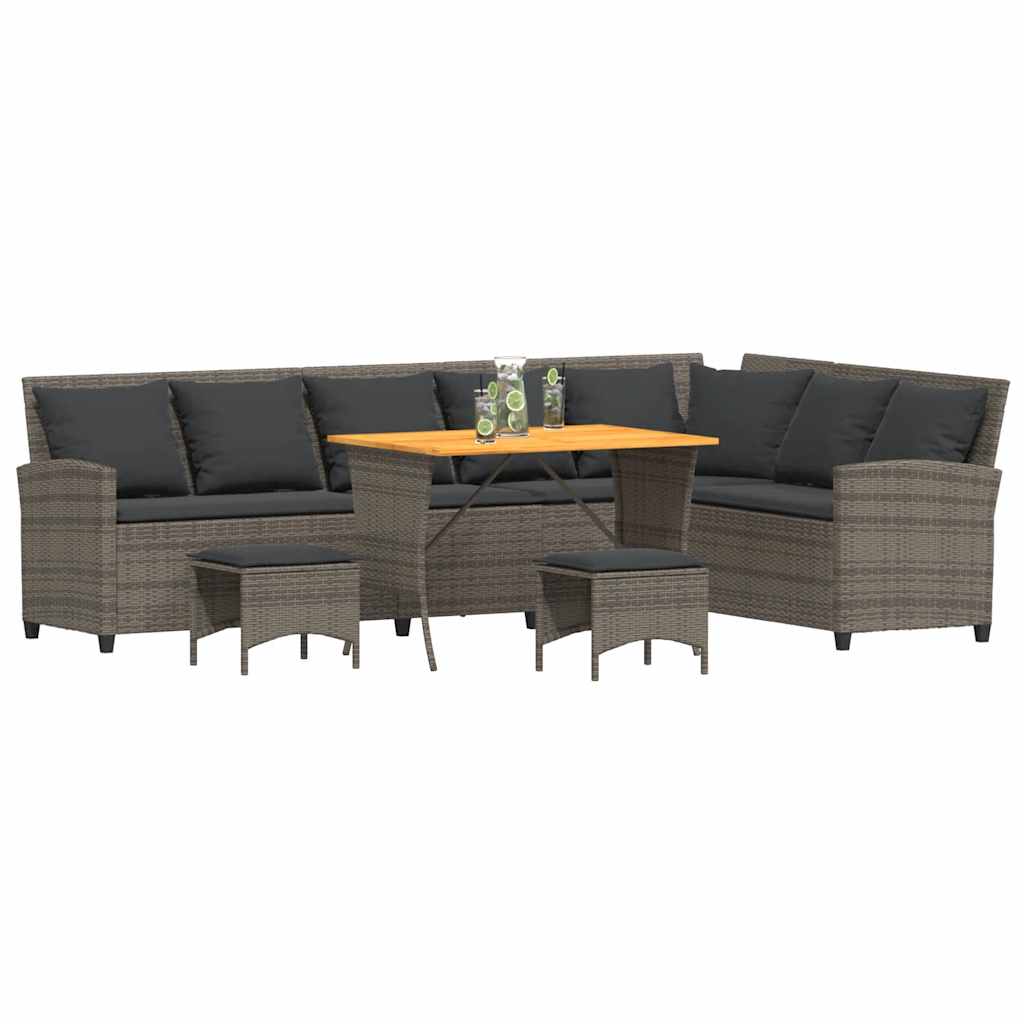 4 Pcs conjunto sofás de jardim com almofadões em l vime PE