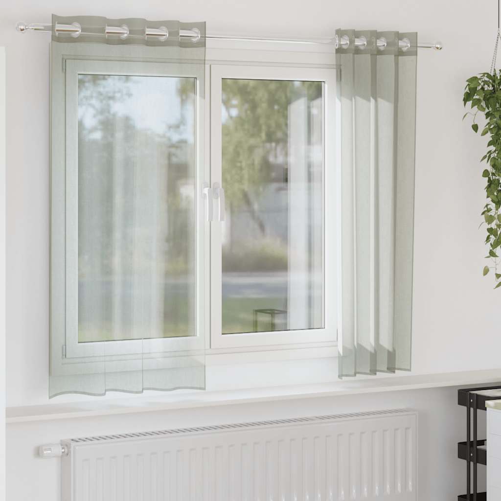 Cortinas de voile com ilhós 2 pcs cinzento-claro 140x140 cm
