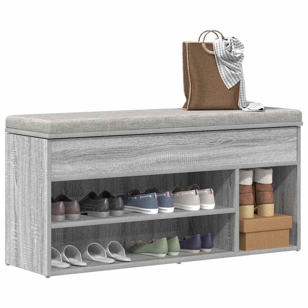 Banco sapateira 102x30,5x45cm derivados madeira cinzento sonoma