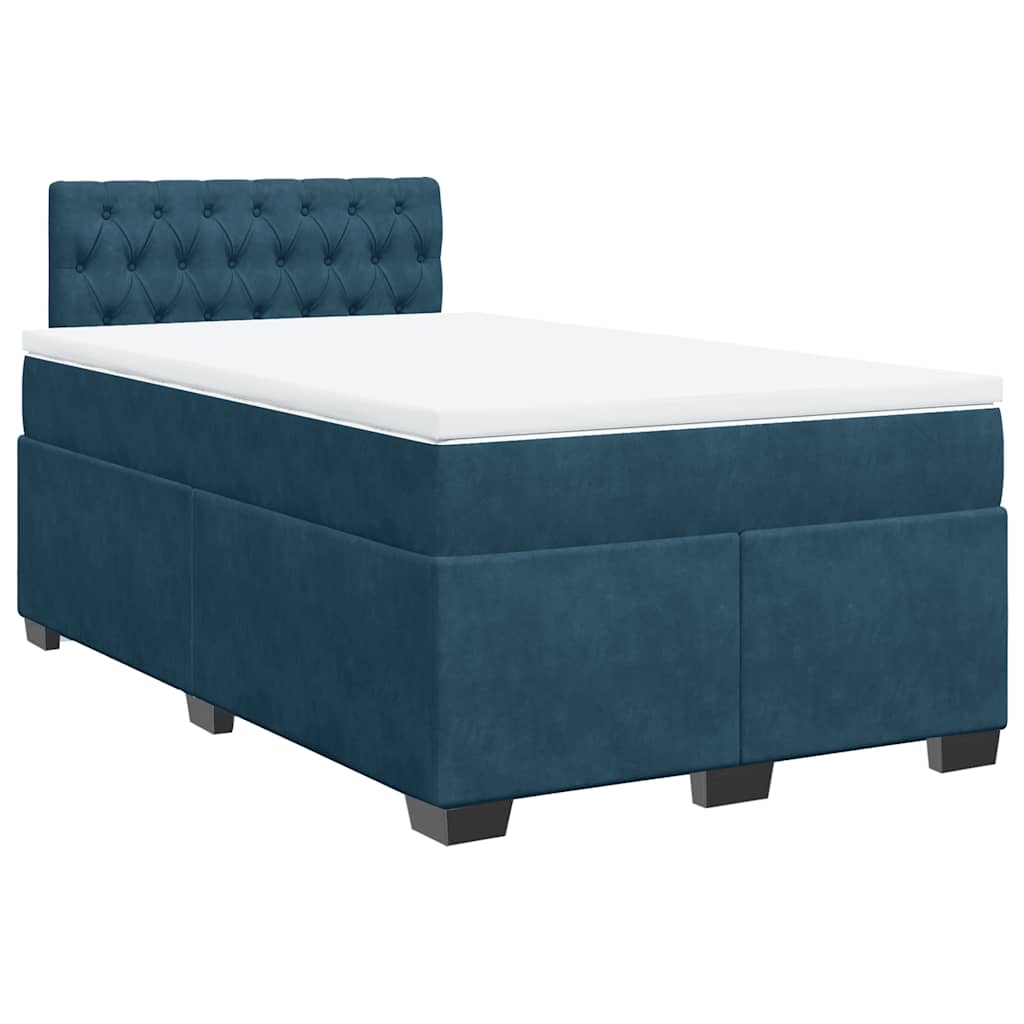 Cama boxspring com colchão 120x190 cm veludo azul-escuro