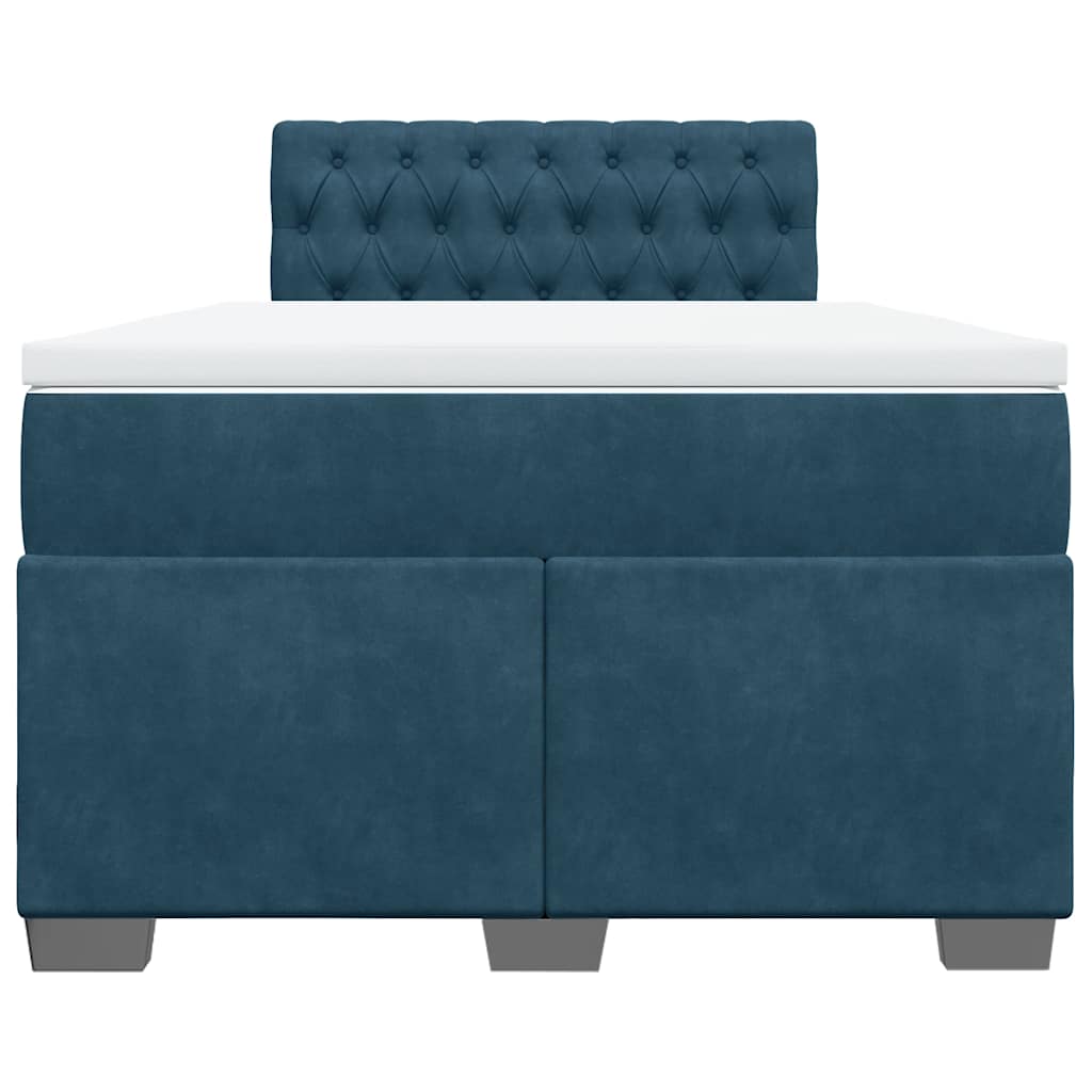 Cama boxspring com colchão 120x190 cm veludo azul-escuro