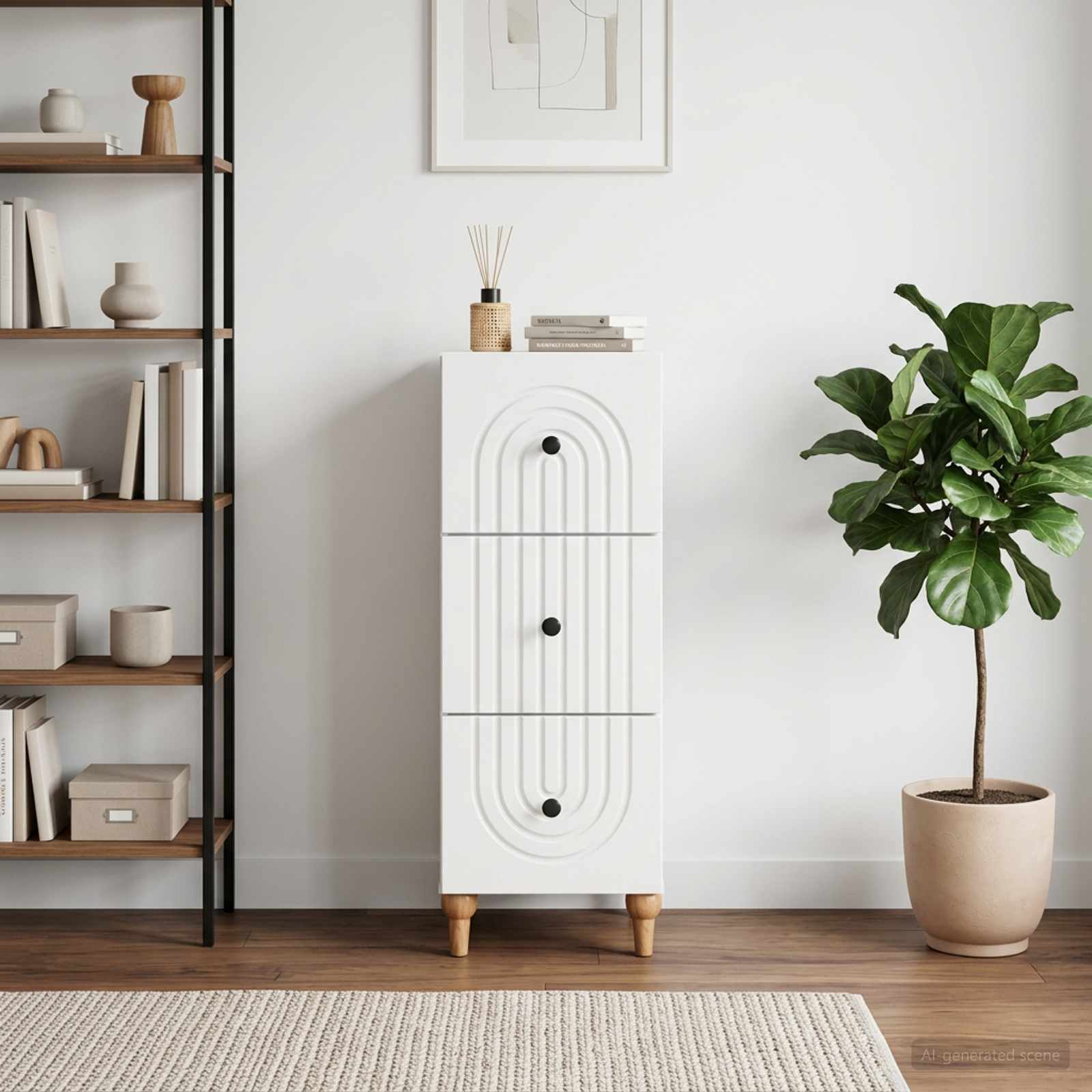 Gabinete de gavetas branco brilhante 33 x 34,5 x 90 cm