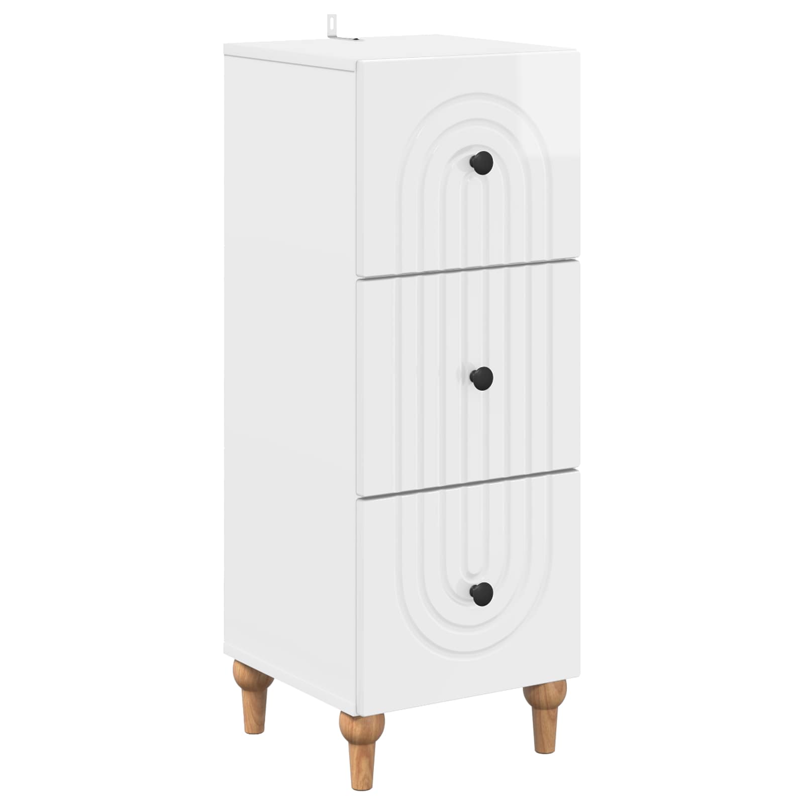 Gabinete de gavetas branco brilhante 33 x 34,5 x 90 cm