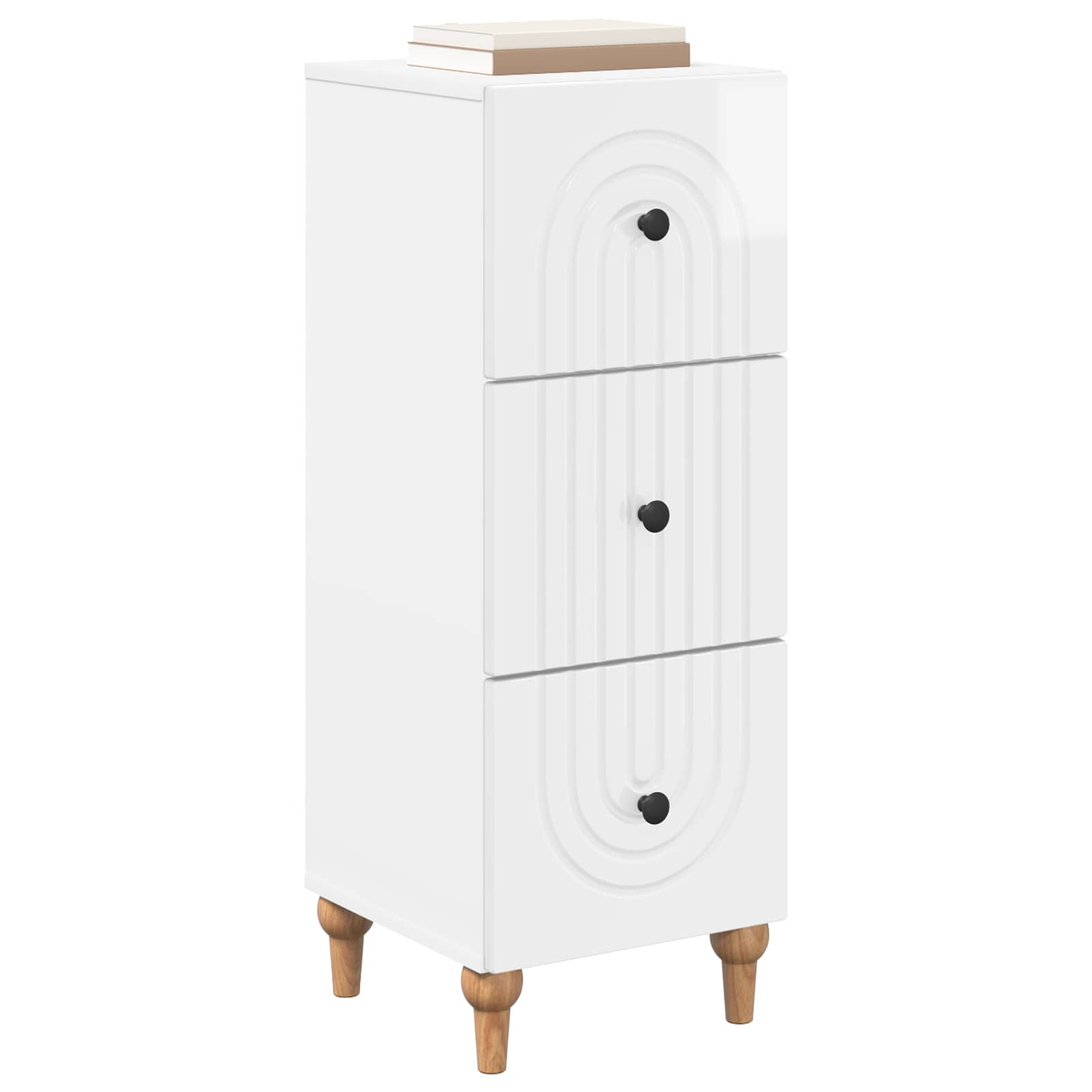 Gabinete de gavetas branco brilhante 33 x 34,5 x 90 cm