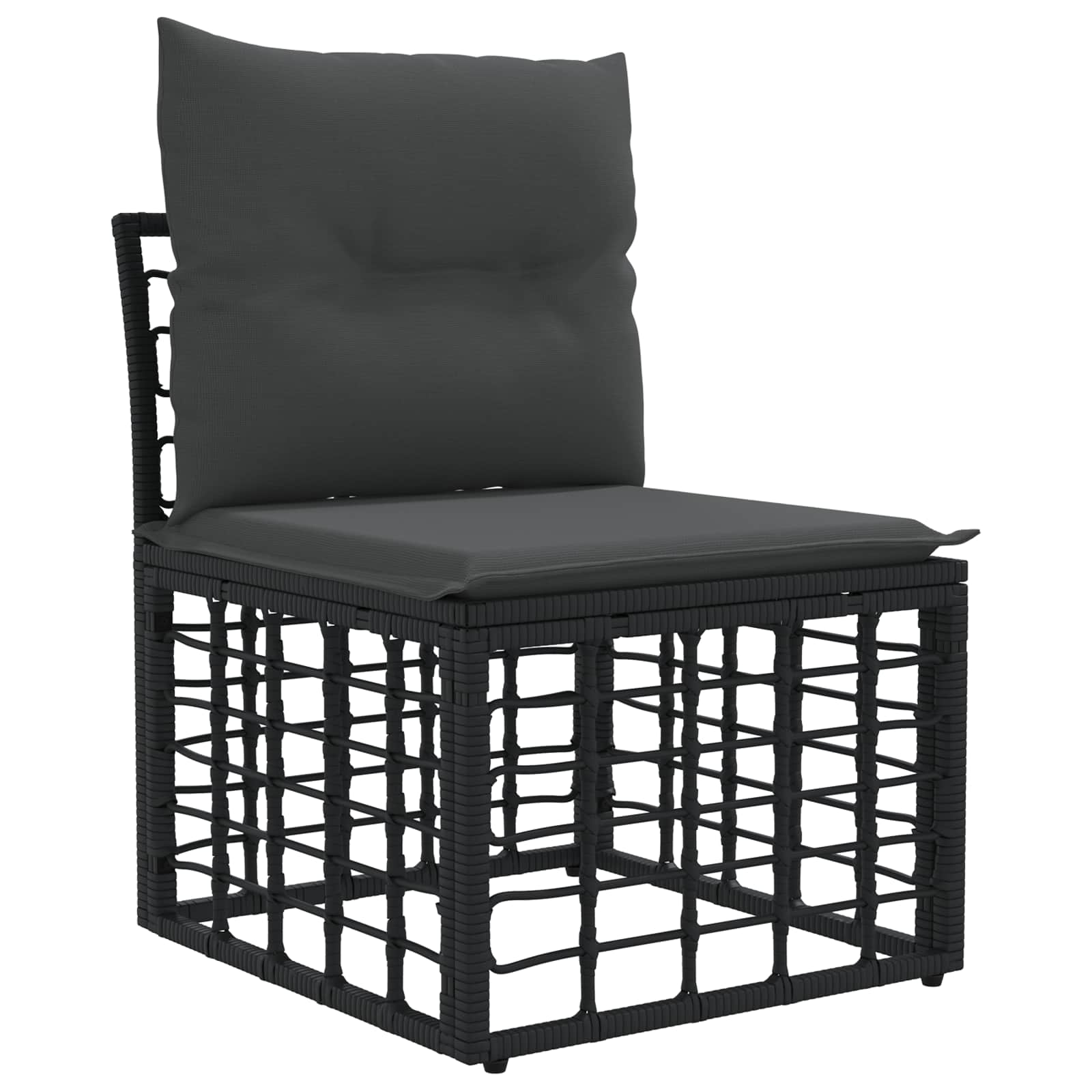 Unidade de sofá modular externo sem braços preto vime PE