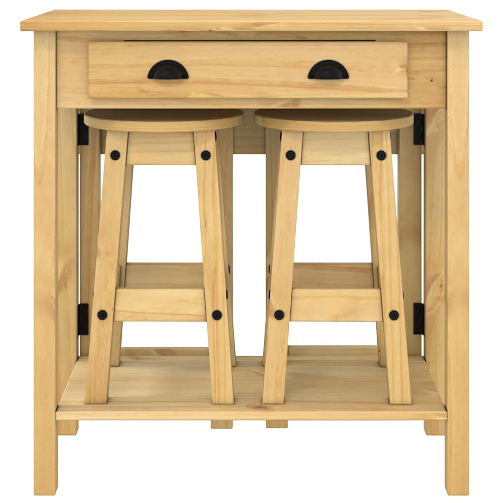 3 Pcs conjunto de bar pinho maciço