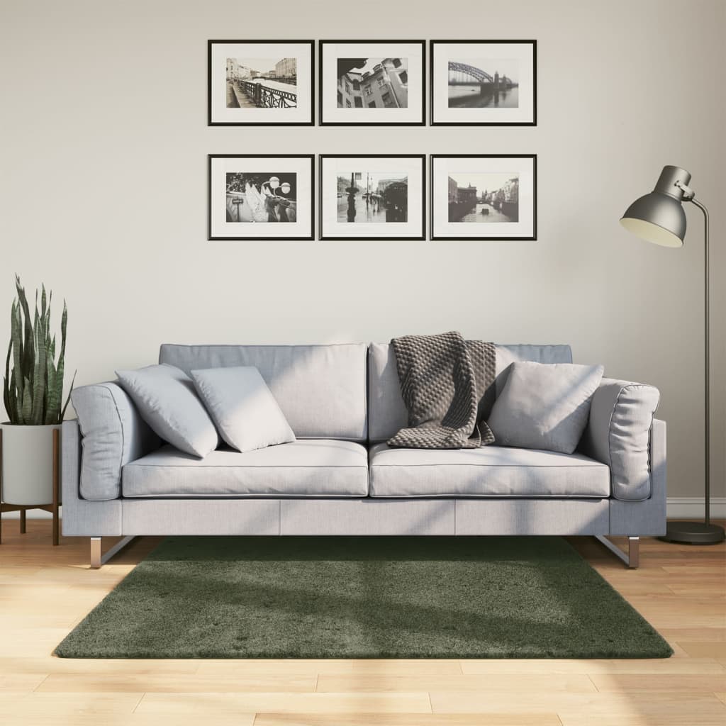 Tapete pelo curto macio lavável huarte 120x120cm verde-floresta