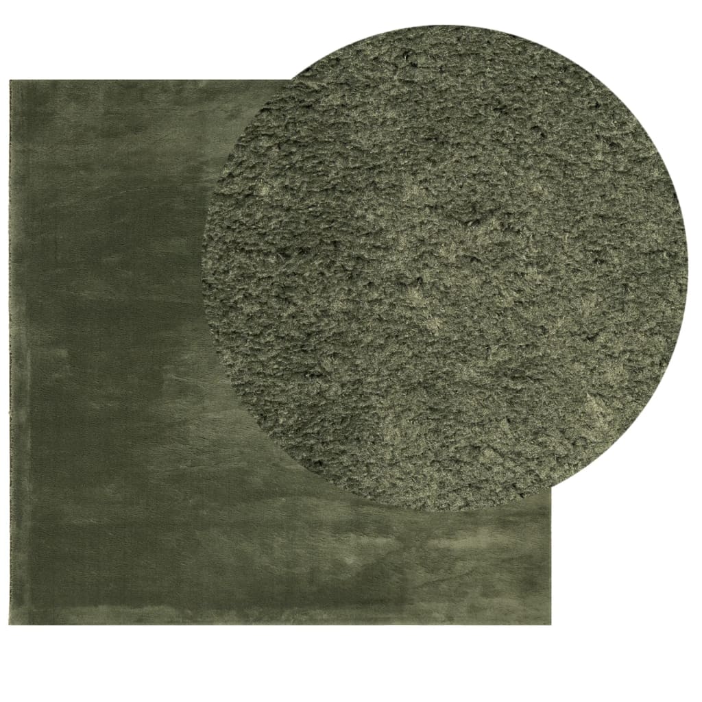 Tapete pelo curto macio lavável huarte 120x120cm verde-floresta