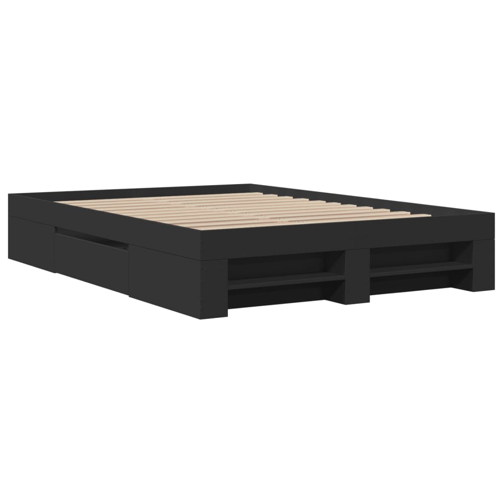 Estrutura de cama 120x190 cm derivados de madeira preto