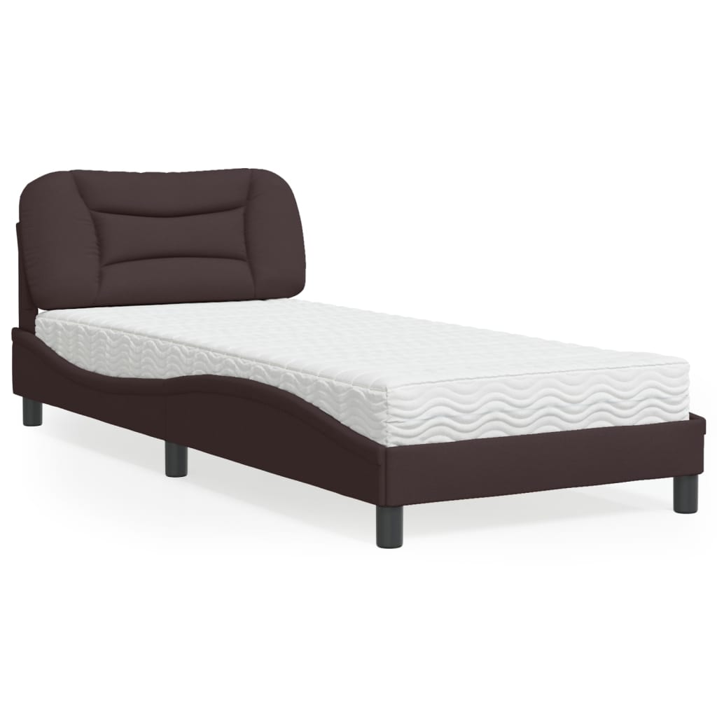Cama com colchão hvar 80x200 cm tecido castanho-escuro